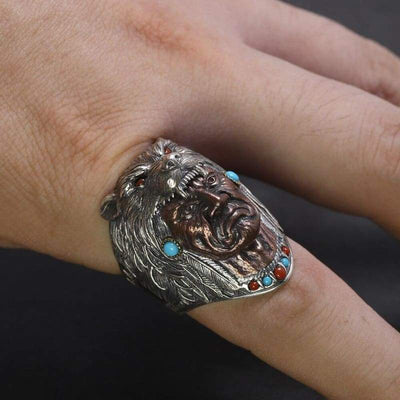 Türkisfarbener Indianerkopf-Vintage-Ring