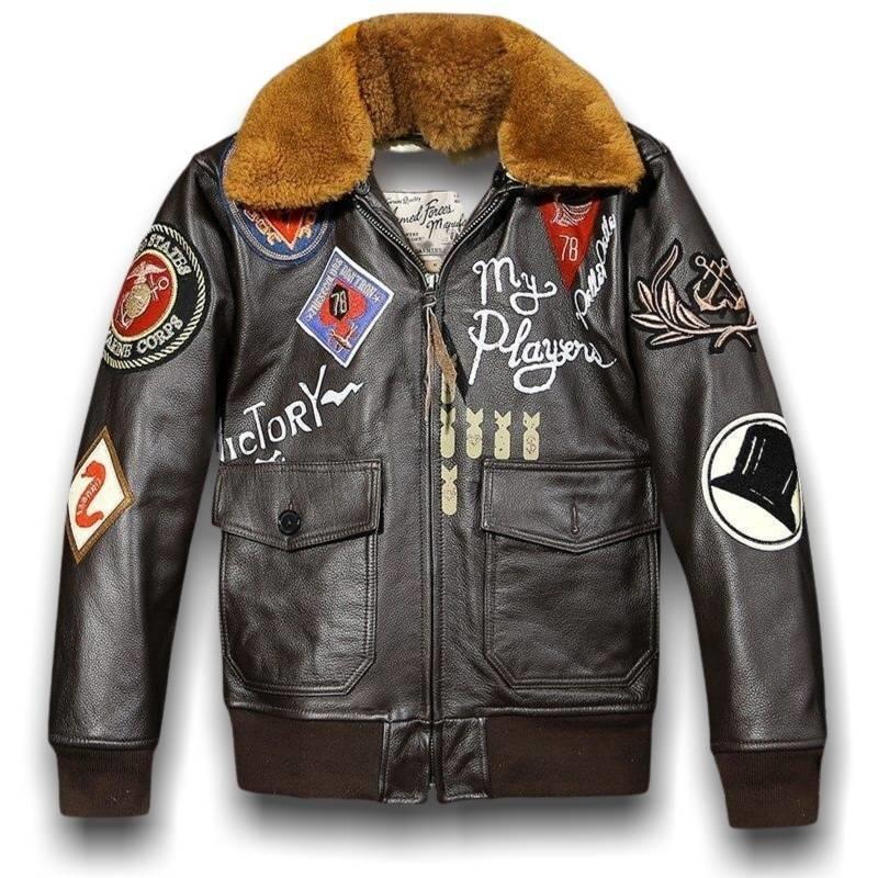 Vintage amerikanische Fliegerjacke aus Leder