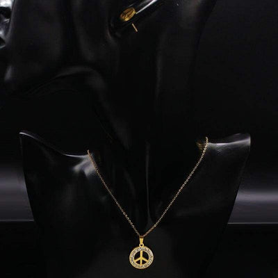 Vintage Peace And Love Halskette GOLD