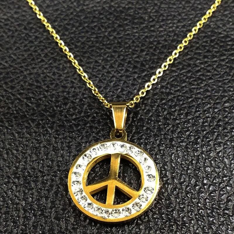 Vintage Peace And Love Halskette GOLD