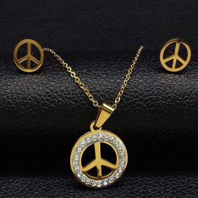 Vintage Peace And Love Halskette GOLD