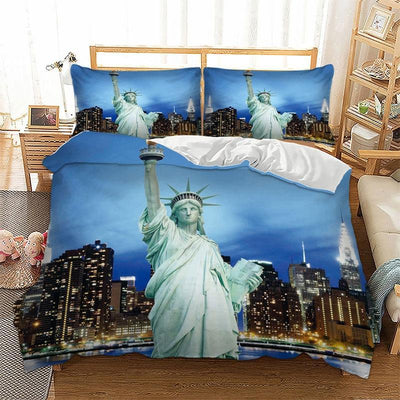 Vintage New York Blauer Bettbezug