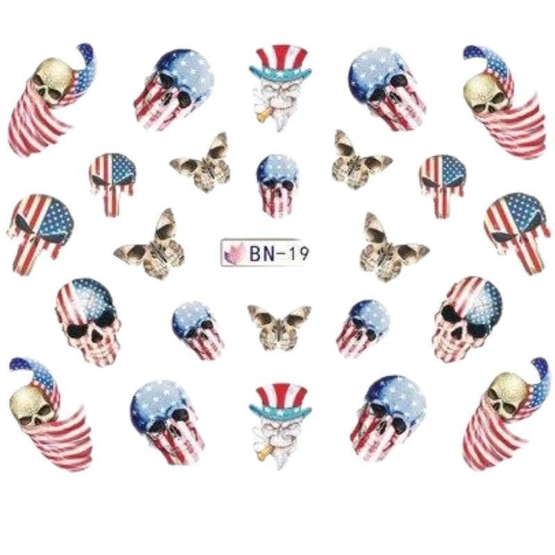 Vintage Nagelaufkleber mit amerikanischer Flagge