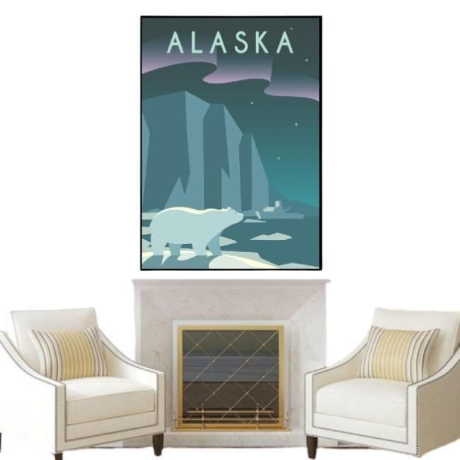 Vintage Alaska-Gemälde