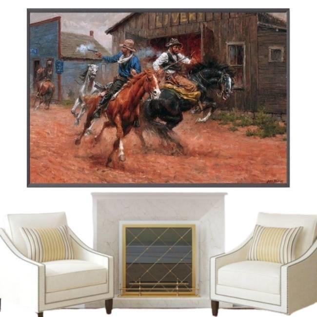 Vintage Western-Cowboy-Gemälde