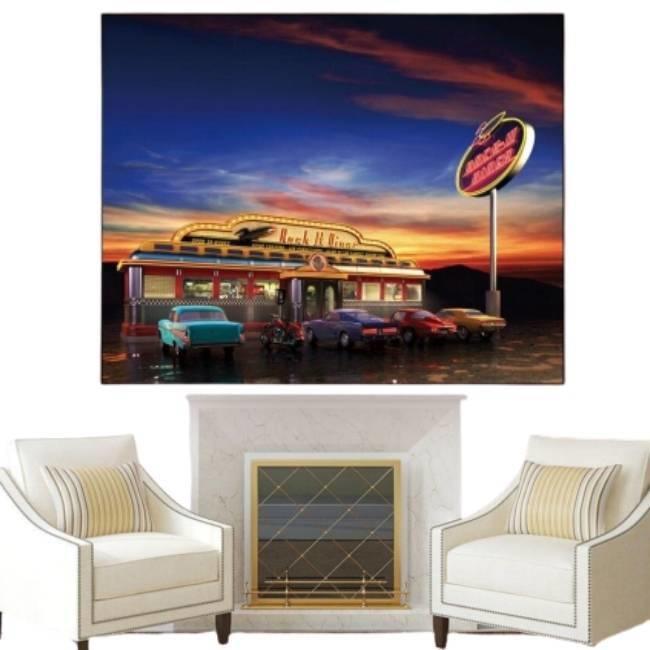 Vintage amerikanisches Diner-Gemälde