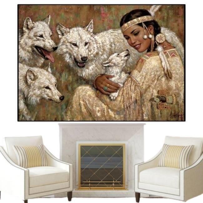 Buntes indisches Vintage-Gemälde