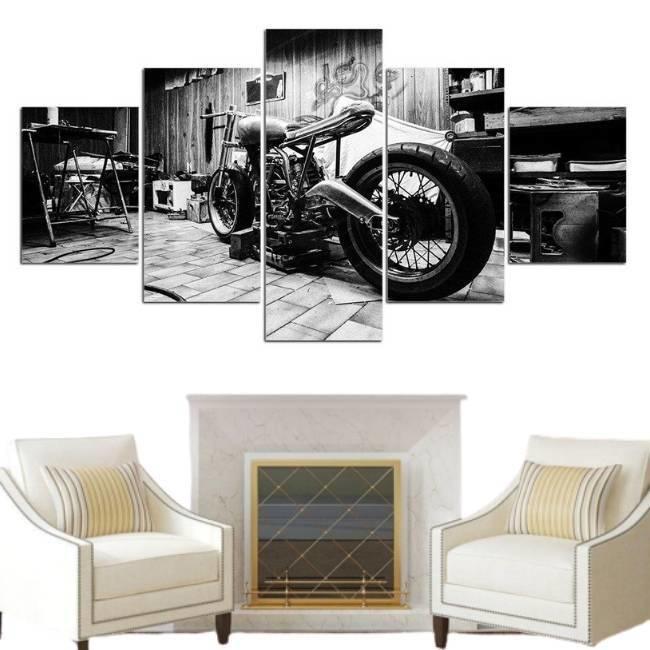 Vintage-Motorrad-Gemälde