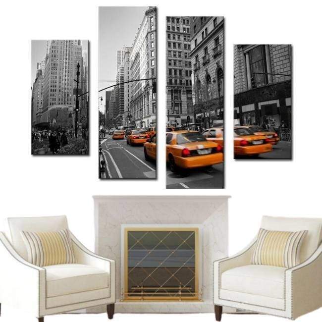 Vintages gelbes Taxi-Gemälde New Yorks