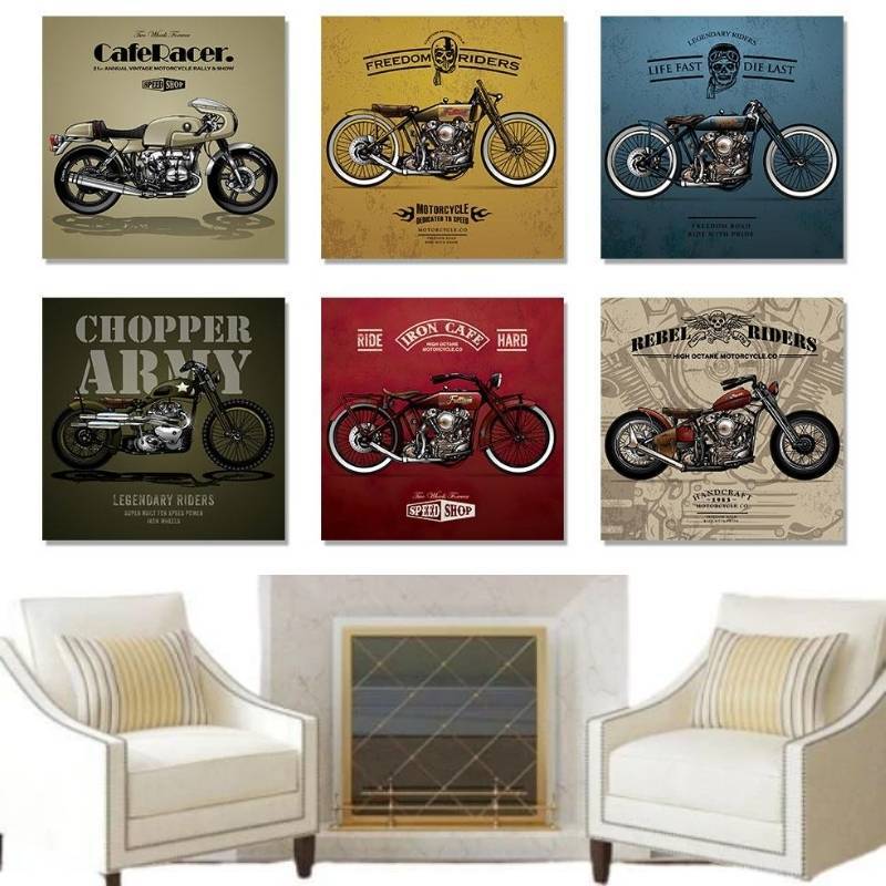 Vintage-Motorrad-Gemälde