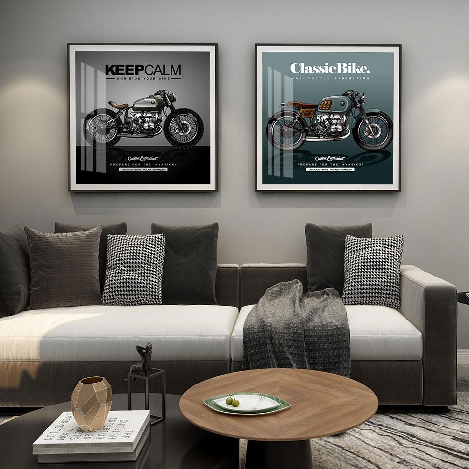 Vintage-Motorrad-Gemälde
