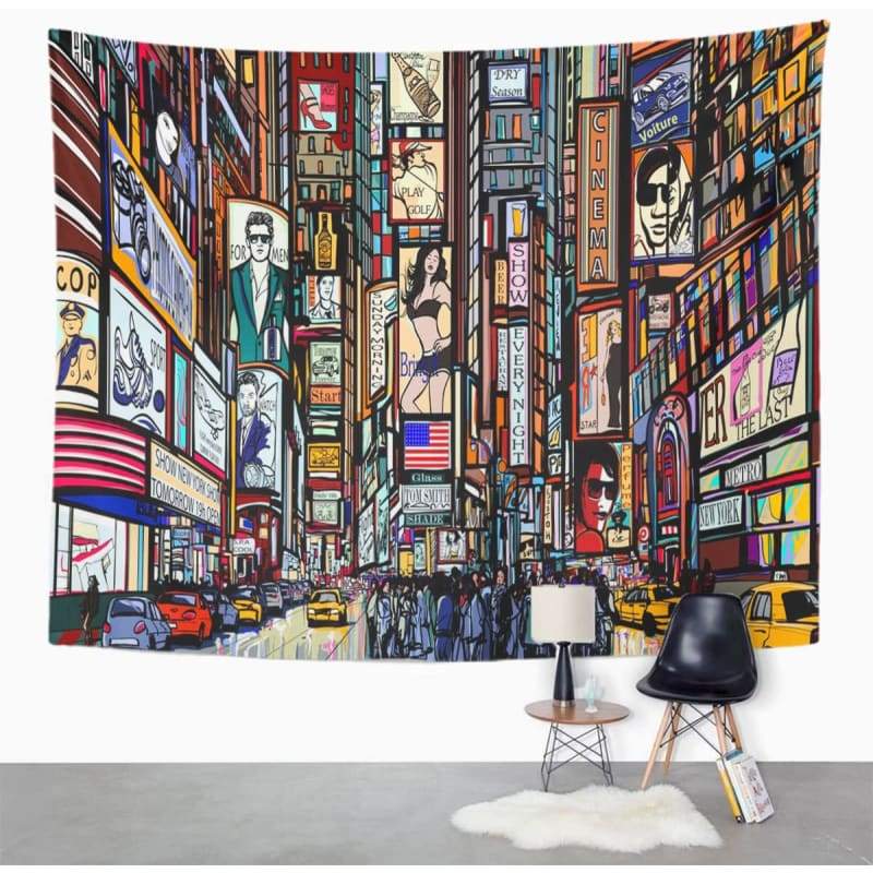 Vintage Trompe L'Oeil Wandteppich New York