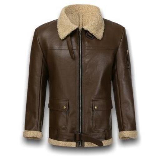 Vintage-Teddyjacke aus Leder für Herren
